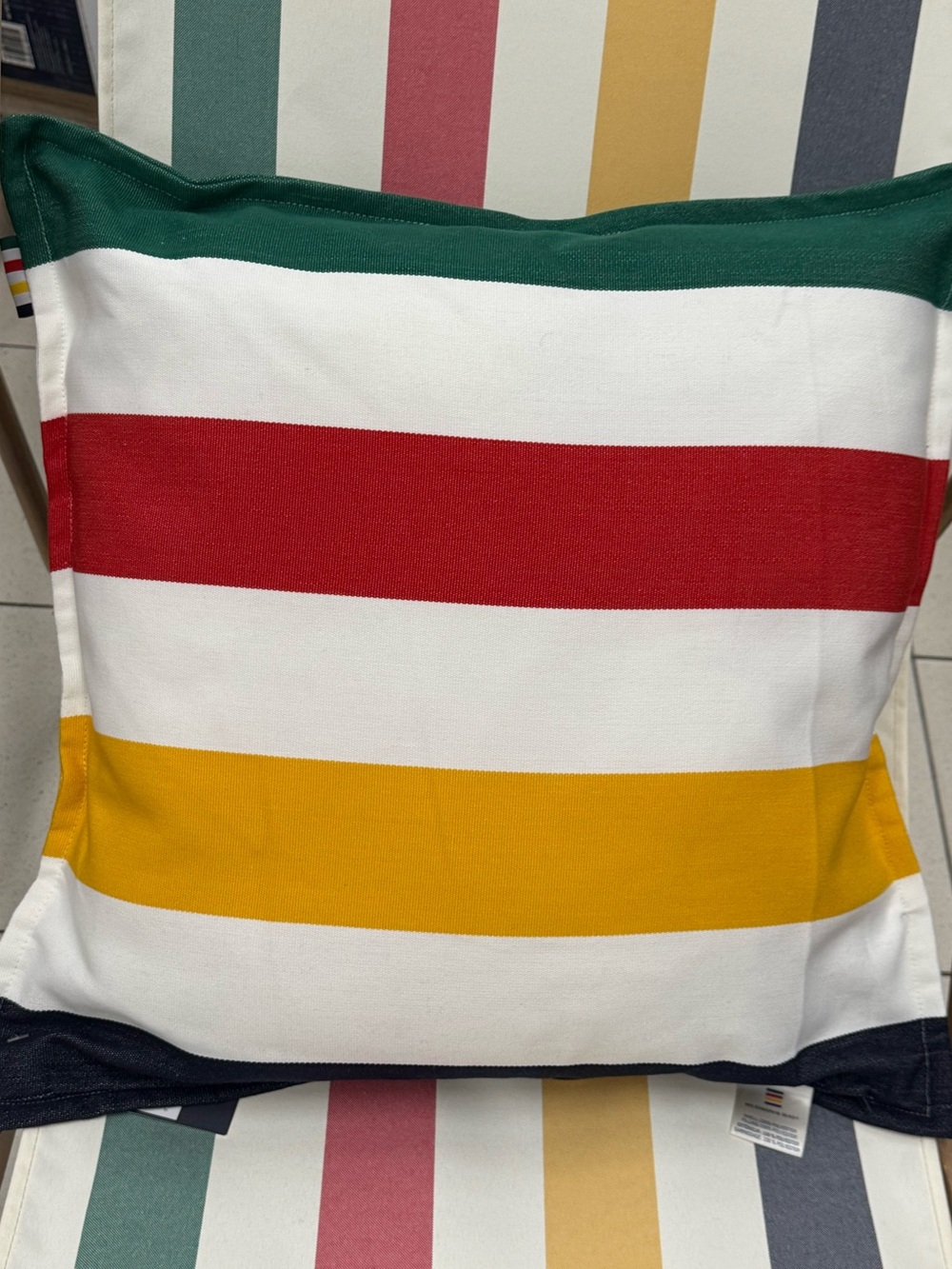 Hudson’s Bay Stripes Outdoor Accent Cushion, Multi-Coloured, 20-in x 20-in